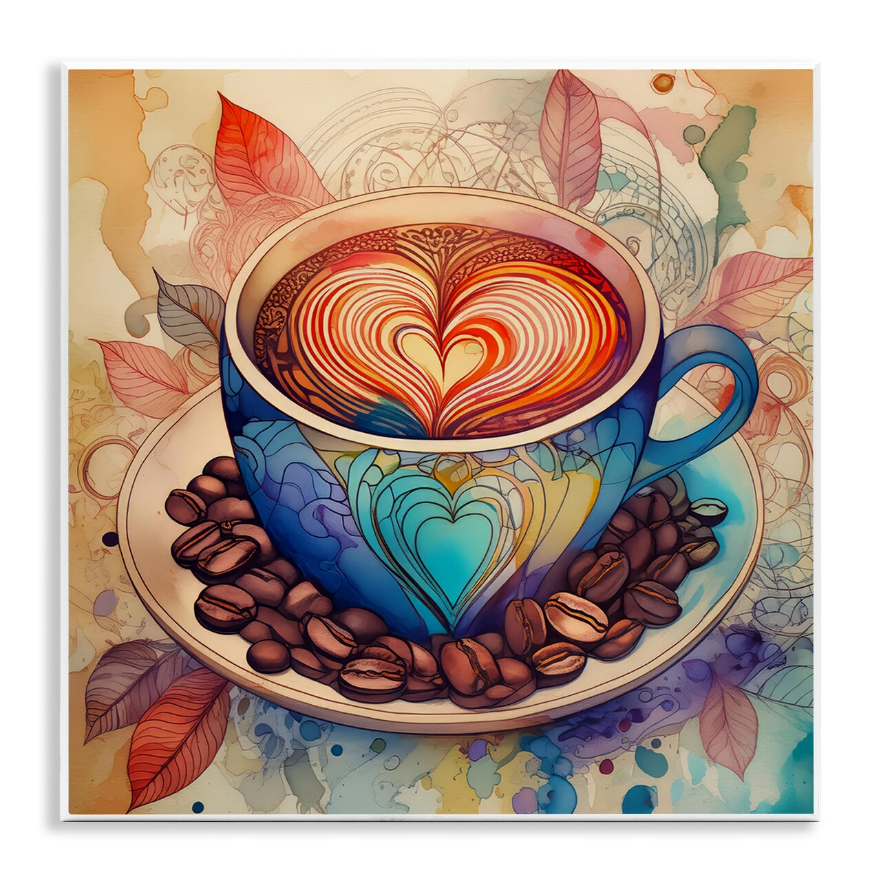 Stupell Industries Coffee Beans & Latte Wall Plaque Art Design by Alina Georgescu